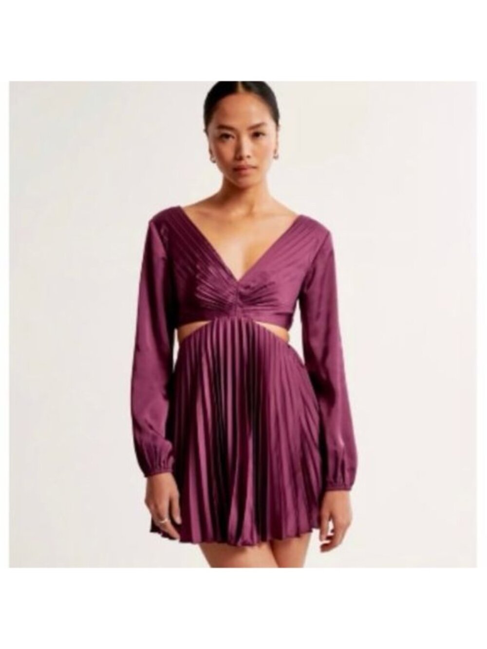 NWOT Abercrombie & Fitch Giselle Pleated Cutout Mini Dress Purple Size Small